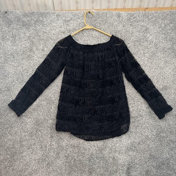 Bailey 44 Blouse Womens Small Black Sheer Velvet Burnout Off Shoulder Top USA - Picture 9 of 10